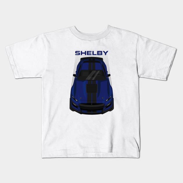 Ford Mustang Shelby GT500 2020-2021 - Kona Blue - Black Stripes Kids T-Shirt by V8social